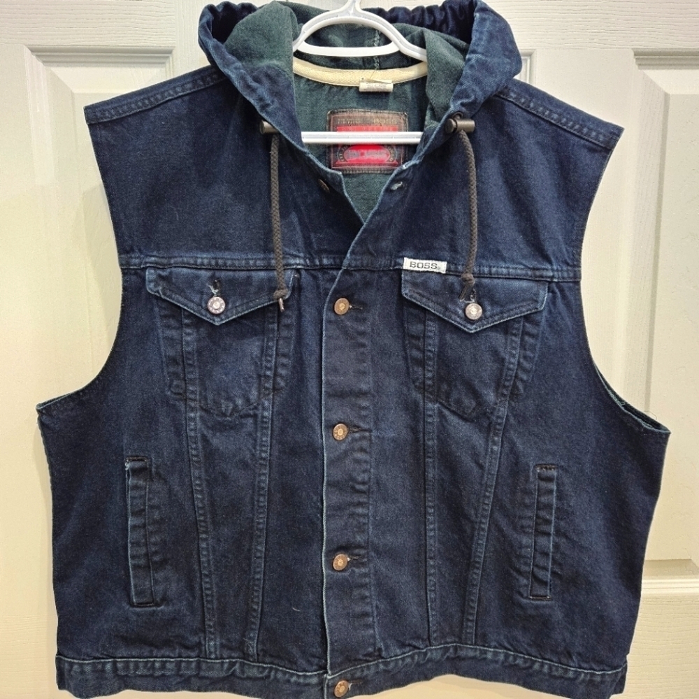 Boss Vintage Denim Vest | Dark Wash | Button Up | One Size